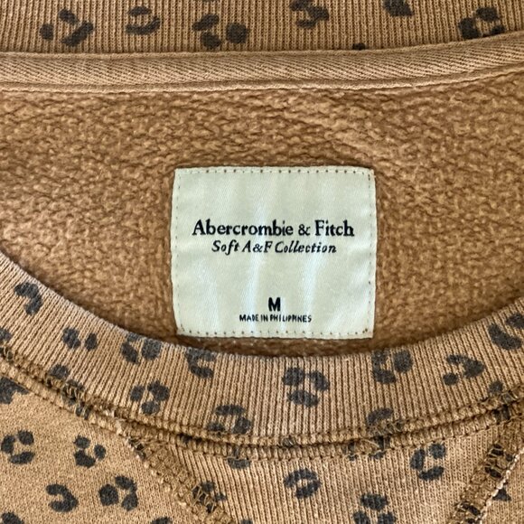 Abercrombie & Fitch Soft Brown Leopard  Crewneck Long Sleeve Sweatshirt, Size M - Picture 4 of 8